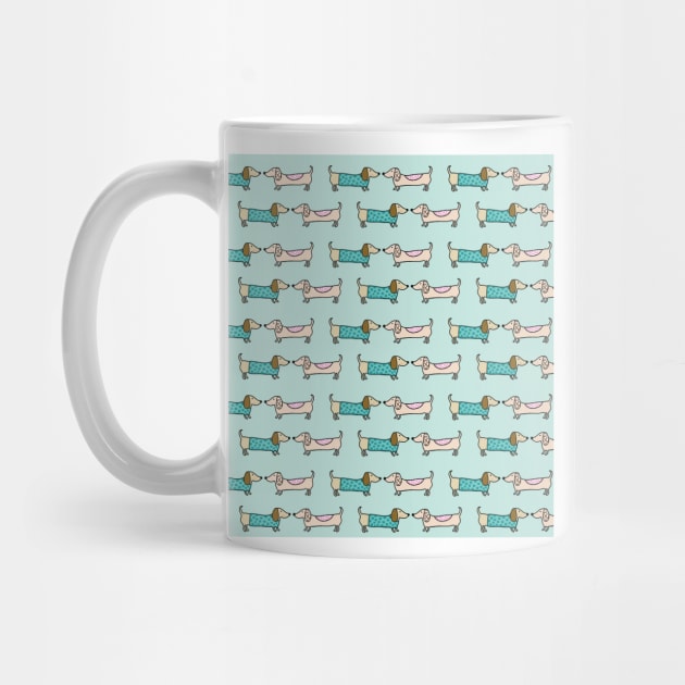 Cute dachshunds in light blue background by bigmoments